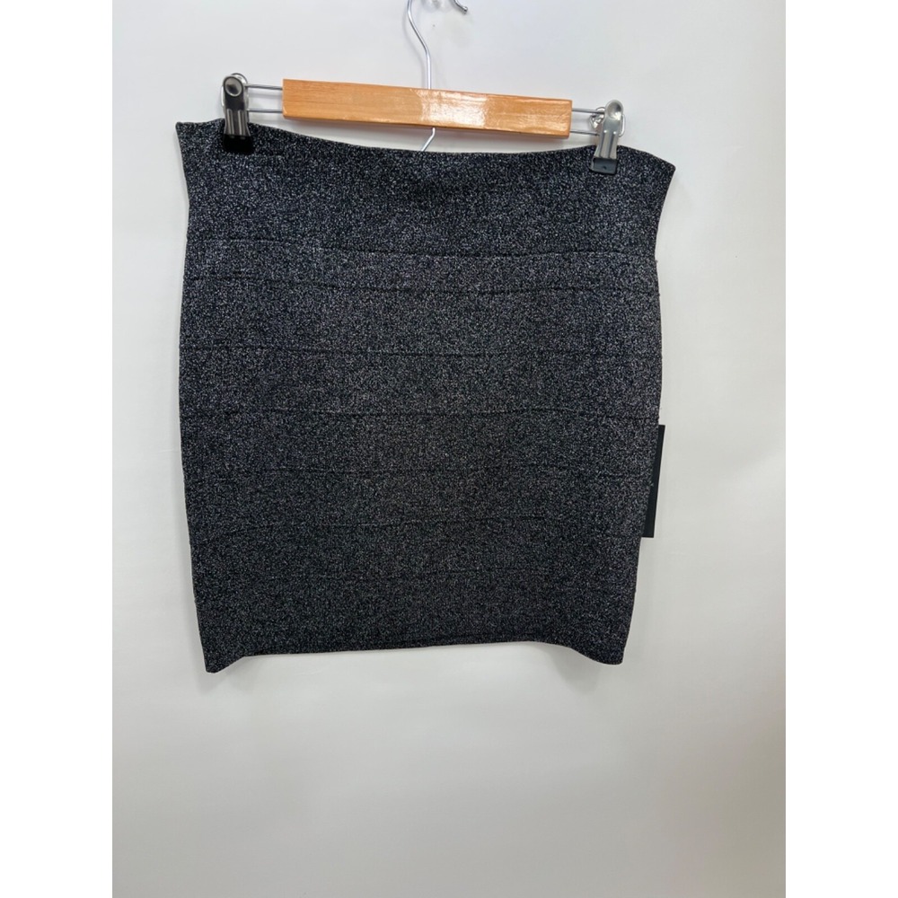 ROCK & REPUBLIC Black Short Skirt with Shiny Gray Accents Womens Size XL Org $49